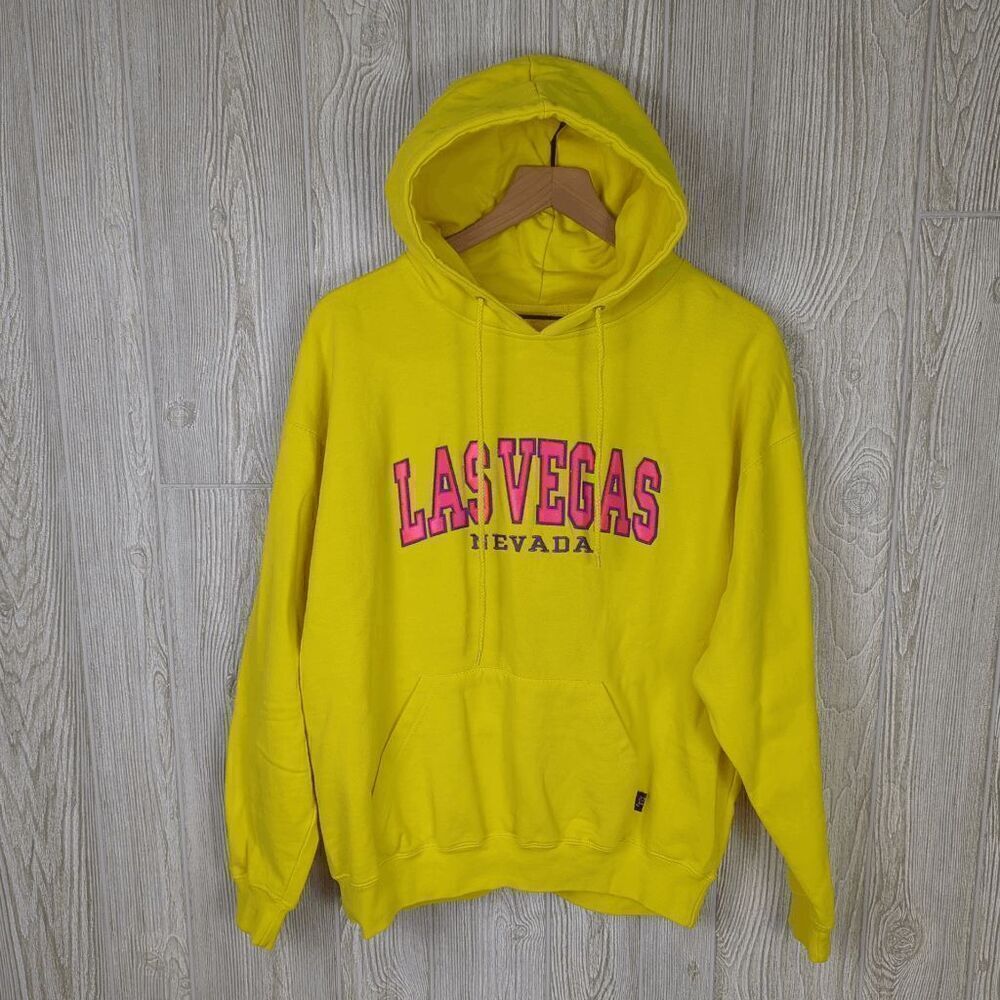 Pacific & Co Las Vegas Hoodie Bright Yellow and Neon Pink Embroidery Size Large